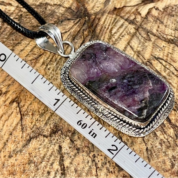 Beautiful Square Charoite Pendant 2” - Picture 12 of 13